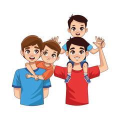 Sticker - fathers lifting sons parents characters