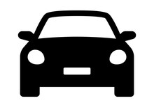 Car Icon. Auto Vehicle Isolated. Transport Icons. Automobile Silhouette Front View. Sedan Car, Vehicle Or Automobile Symbol On White Background - Stock Vector.
