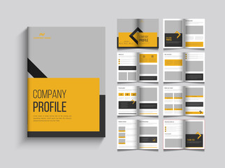 Sixteen Pages company profile brochure . Brochure creative design. Multipurpose template with cover, back and . Trendy minimalist flat geometric design.