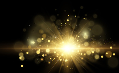 Poster - Beautiful sparks shine with special light. Vector sparkles on a transparent background. Christmas abstract pattern. A beautiful illustration for the postcard. The background for the image. Luminaries.