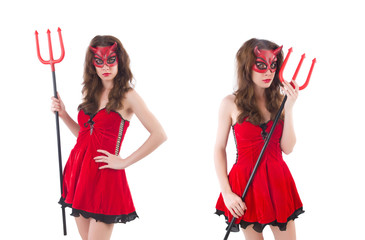 Wall Mural - Woman as red devil in halloween concept