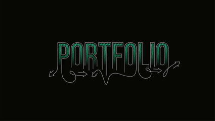 Wall Mural - Portfolio Calligraphic line art Text banner poster vector illustration Design.