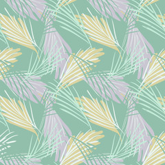 Wall Mural - Palm Leaves Seamless Pattern. Hand Drawn Background. 