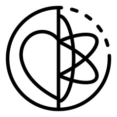 Poster - atom and heart in a circle icon. outline atom and heart in a circle vector icon for web design isola