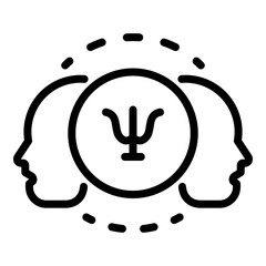 Poster - Two faces and psychology icon. Outline two faces and psychology vector icon for web design isolated on white background