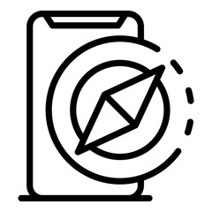 Poster - Smartphone and compass icon. Outline smartphone and compass vector icon for web design isolated on white background