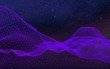 © Plastic man - Abstract ultraviolet landscape on a dark background. Purple cyberspace grid. hi tech network. Outer space. Violet starry outer space texture. 3D illustration