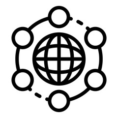 Poster - Globe and GPS icon. Outline globe and GPS vector icon for web design isolated on white background