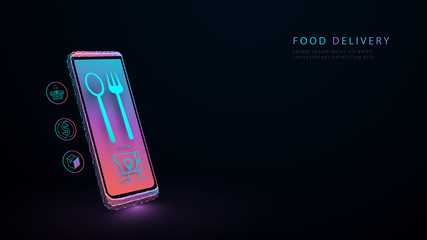 Poster - Online food delivery in mobile. Delivery app. E-commerce. Vector illustration