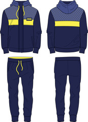 Man Sport Suit hoodie jacket zipper and joggers pants template