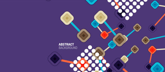 Abstract square dot connections, flat style multicolored geometric background for Wallpaper, Banner, Background, Card, Book Illustration, landing page or poster design