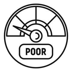 Poster - Poor credit score icon. Outline poor credit score vector icon for web design isolated on white background