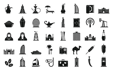 Poster - Dubai icons set. Simple set of Dubai vector icons for web design on white background