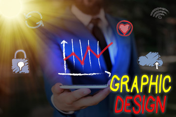Fototapete - Text sign showing Graphic Design. Business photo showcasing art or skill of combining text and pictures in advertisements