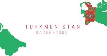 Turkmenistan flag map background. The flag of the country in the form of borders. Stock vector illustration isolated on white background.