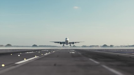 airplane takes off over head. airplane taking off from the airport.