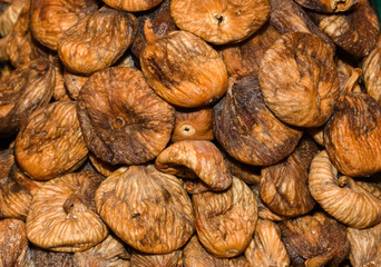 Counter with various dried fruits on the Grand Bazaar in Istanbul, Turkey