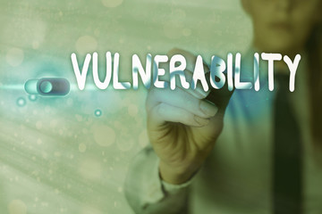 Poster - Writing note showing Vulnerability. Business concept for State of being exposed to the possibility of being attacked