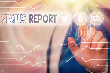 Poster - Text sign showing Status Report. Business photo showcasing Update Summary of situations as of a period of time