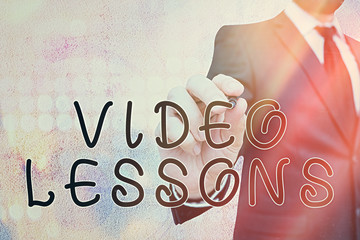 Poster - Text sign showing Video Lessons. Business photo showcasing Online Education material for a topic Viewing and learning