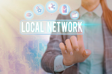 Poster - Word writing text Local Network. Business photo showcasing Intranet LAN Radio Waves DSL Boradband Switch Connection