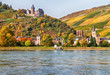 View of village Bacharach on the banks of the Rhine in autumn, Rhine Valley, Rhineland-Palatinate, Germany.