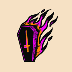 Coffin fire Vector illustration