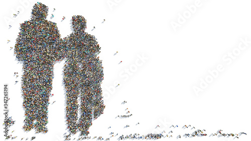 Groups Of People Forming The Silhouette Of A Senior Couple Walking Arm In Arm 3d Rendering Buy This Stock Illustration And Explore Similar Illustrations At Adobe Stock Adobe Stock