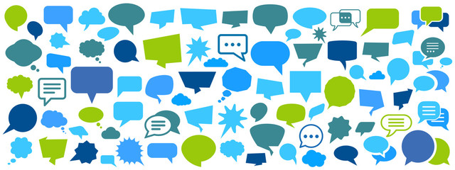 Poster - Set different empty speech discussion bubble, chat sign - vector for stock