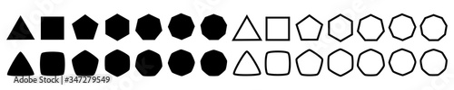 Fotografía Set of geometric shapes, polygons with various number of sides: triangle, quadra
