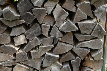 Wall Mural - Background of dry chopped firewood logs in a pile