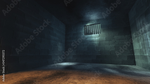Fotomural 3D rendering of a dark cell at night