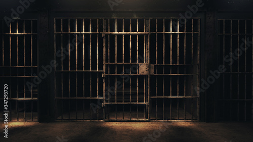 Fotomural 3D rendering of a dark cell at night