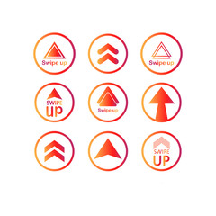 Poster - Swipe up, arrow up icon modern button for web or appstore social media instagram concept isolated on white background. Vector EPS 10.
