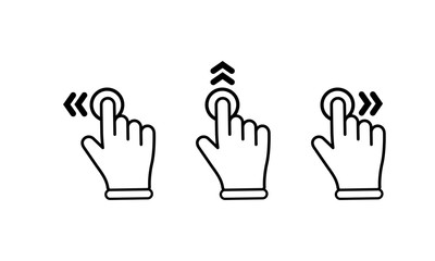 Poster - Swipe to left right up icon set. Finger touchscreen gestures on isolated white background. EPS 10 vector.