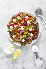 Poster - Greek salad with fresh vegetables, lettuce and feta cheese