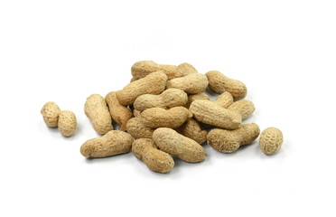 Wall Mural - Peanuts isolated on the white background. Peanuts pod or arachis isolated on white background