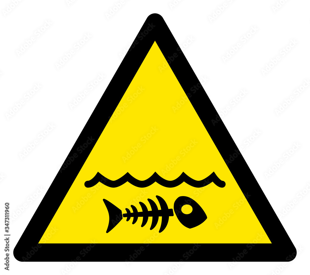 Vector poison water flat warning sign. Triangle icon uses black and ...