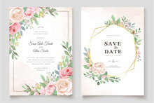 Elegant Wedding Invitation Design With Floral And Leaves