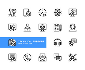 Poster - technical support vector line icons. simple set of outline symbols, graphic design elements. line ic
