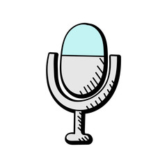 Poster - microphone hand drawn vector design. multimedia icon