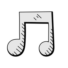 Poster - musical note hand drawn vector design. multimedia icon
