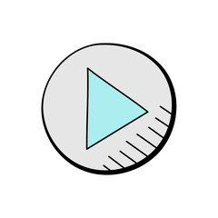 Poster - play button hand drawn vector design. multimedia icon