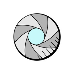 Poster - camera lens hand drawn vector design. multimedia icon