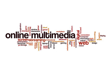 Wall Mural - Online multimedia word cloud concept