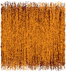 Wall Mural - Square rustic grunge striped weave mat with fringe in orange,  brown colors isolated on white background