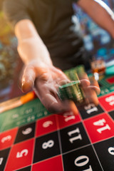 Man playing roulette at the casino