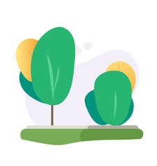 Poster - Garden plants or trees vector icon with abstract shrub bush leaves flat cartoon illustration