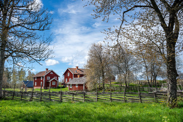 Wall Mural - Asens By in Swedish idyllic Smaland. A Small Rural farmland village preserved as a Cultural nature Reserve. 