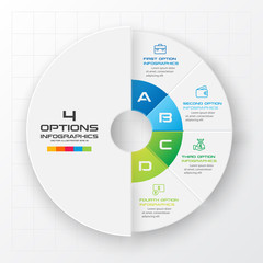 Circle chart infographic template with 4 options,Vector illustration.